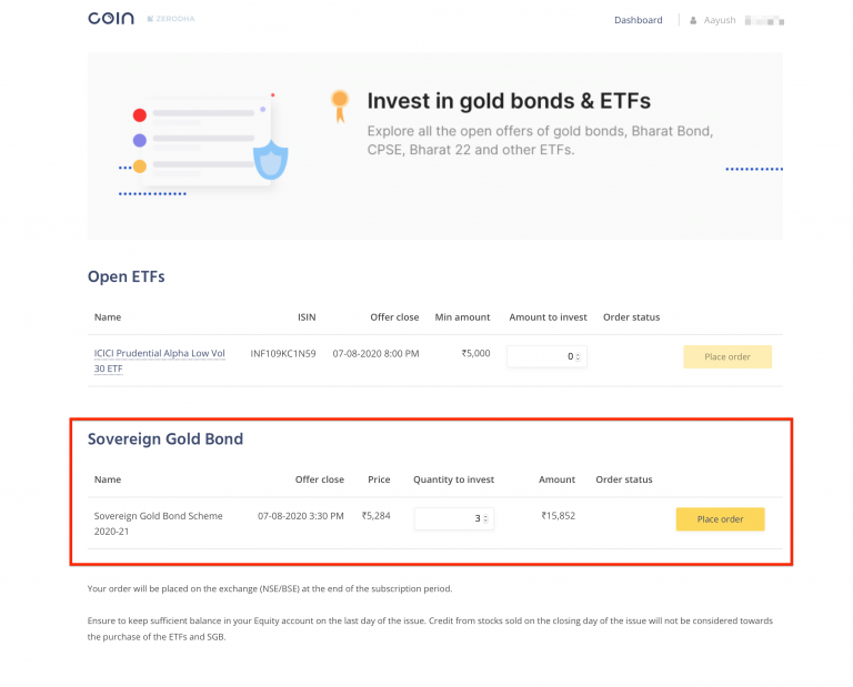 How To Buy Sovereign Gold Bond With Zerodha