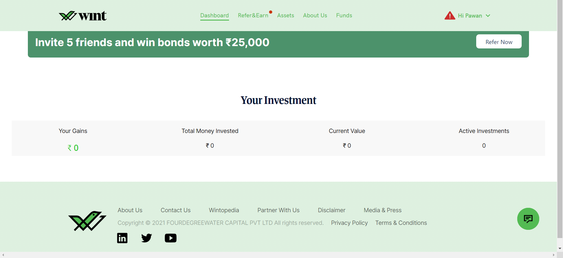dashboard wint wealth page